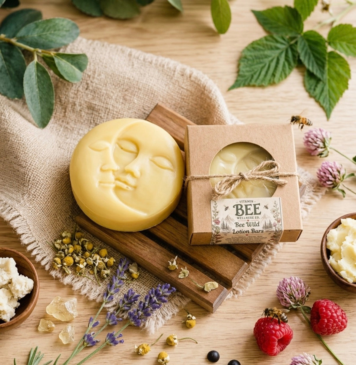 Bee Wild 3 oz Lavender Lotion Bar - All-Natural Solid Moisturizer